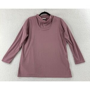 J. Jill Top Womens Medium Mauve Pink Cowl Neck Ribbed Long Sleeve Pullover
